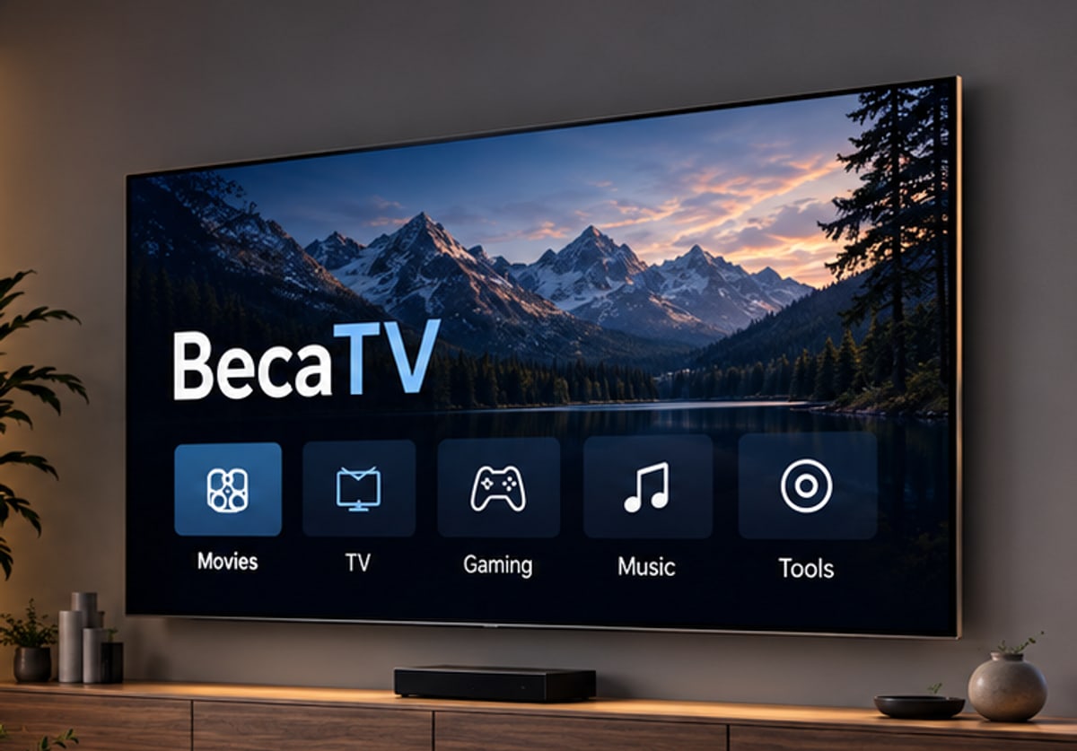 Development concept showing the BecaTV home interface on a television